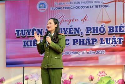 TRƯỜNG THCS LÝ TỰ TRỌNG TỔ CHỨC CHUYÊN ĐỀ PHỔ BIẾN KIẾN THỨC PHÁP LUẬT CHO CÁN BỘ, GIÁO VIÊN, HỌC SINH